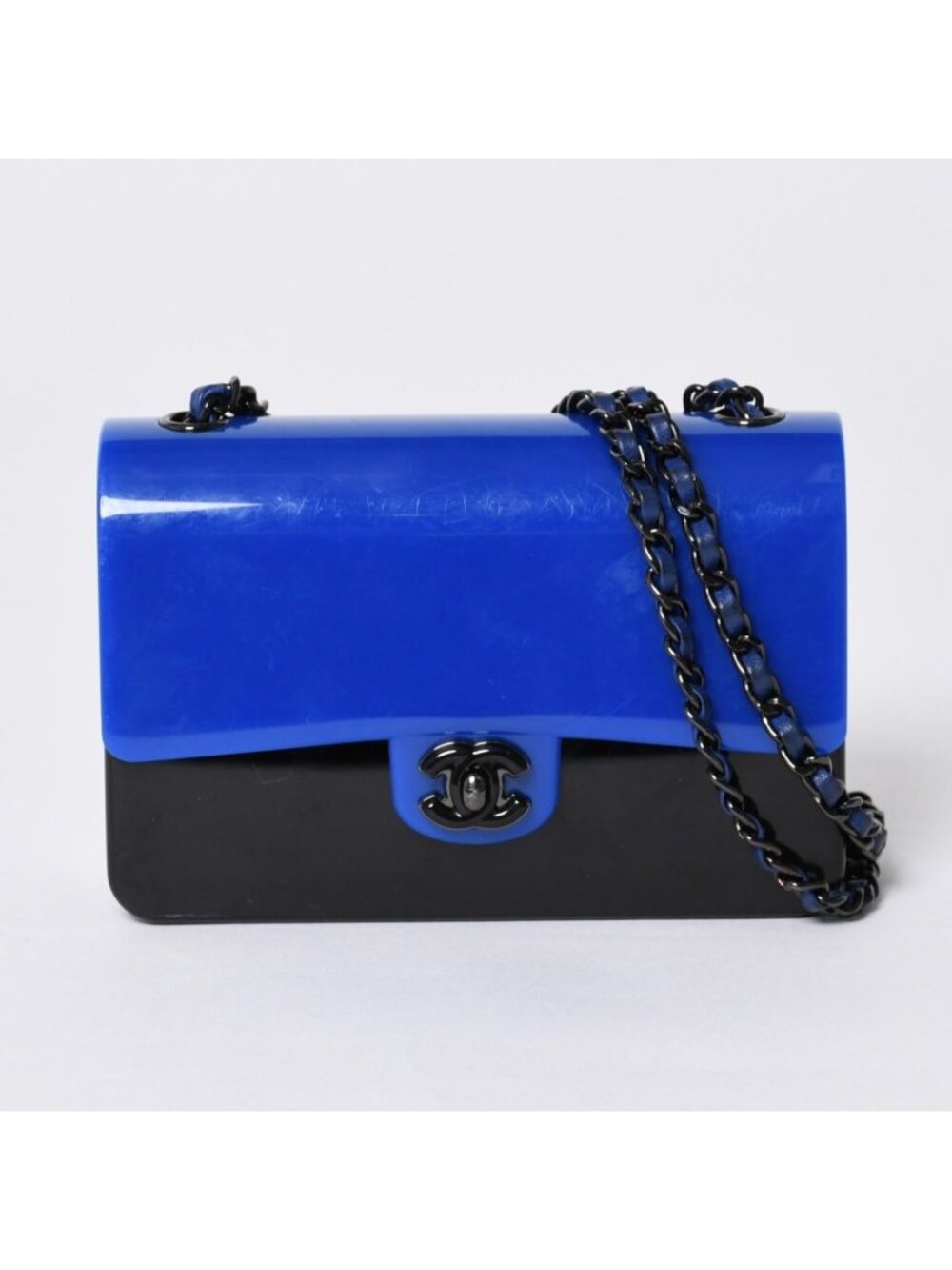 Chanel Mini Evening Chain Shoulder Bag Stand CC Logo Plexiglas